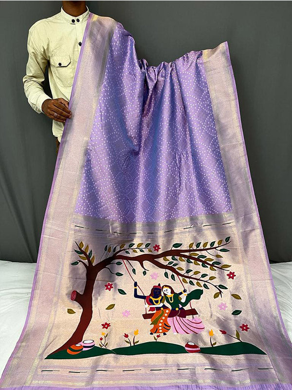 Elegant Pure Silk Bandhani Saree | Paithani Pallu & Full Zari Border SA525-667