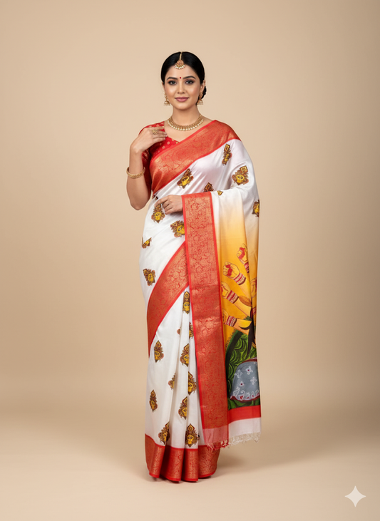 Red Devi – Durga Puja Special Soft Silk Saree with Digital Print SA925-1171