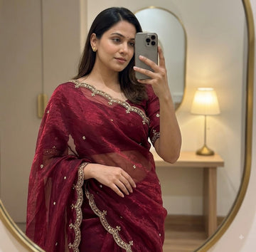Silk Saree with desginer bits work blouse  SA826-2126