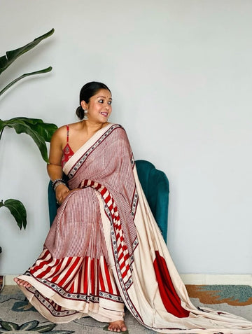 Original Ajrakh Saree with Digital Print SA126-1818