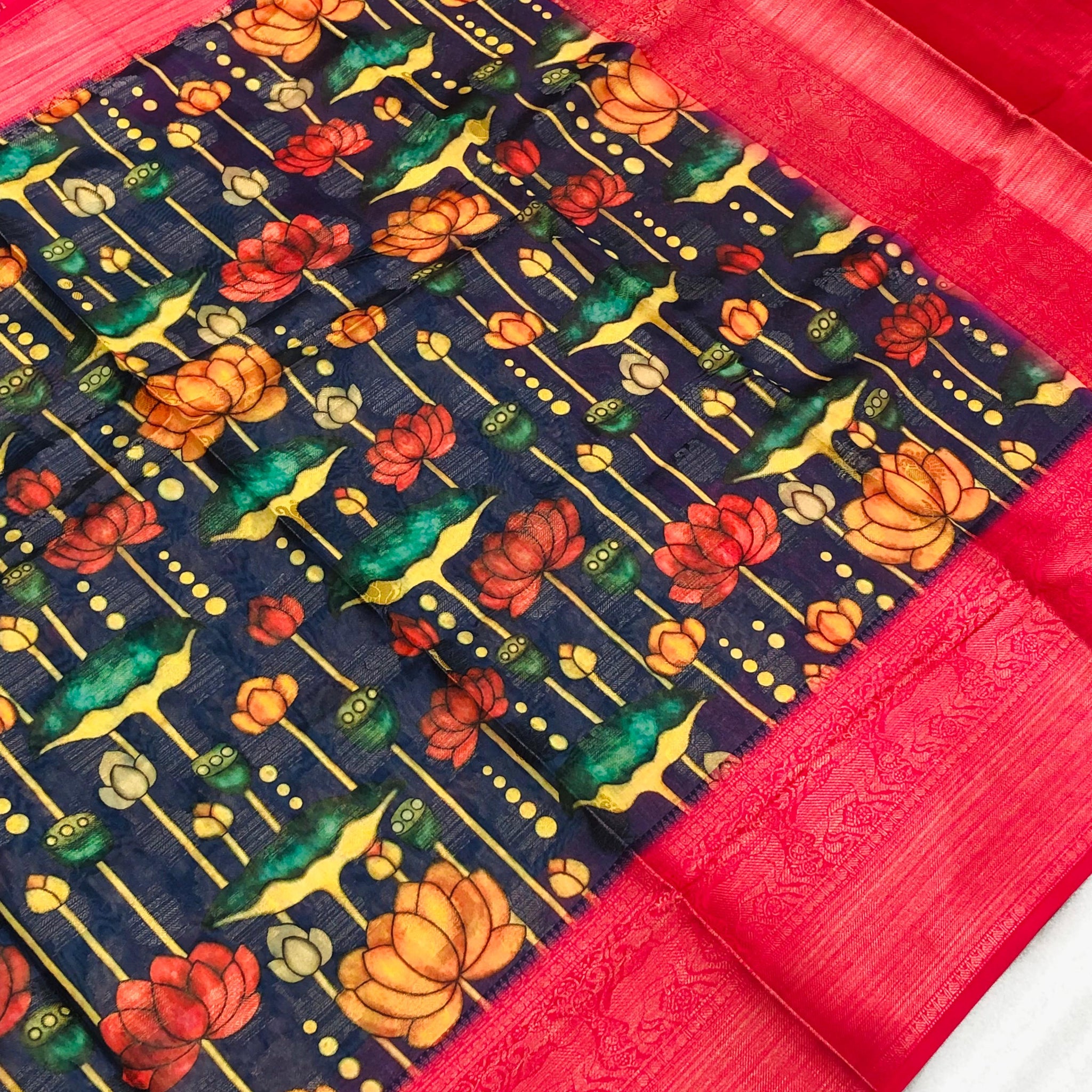 Beautiful Soft Banarasi Silk Saree with Floral Prints SA925-1261