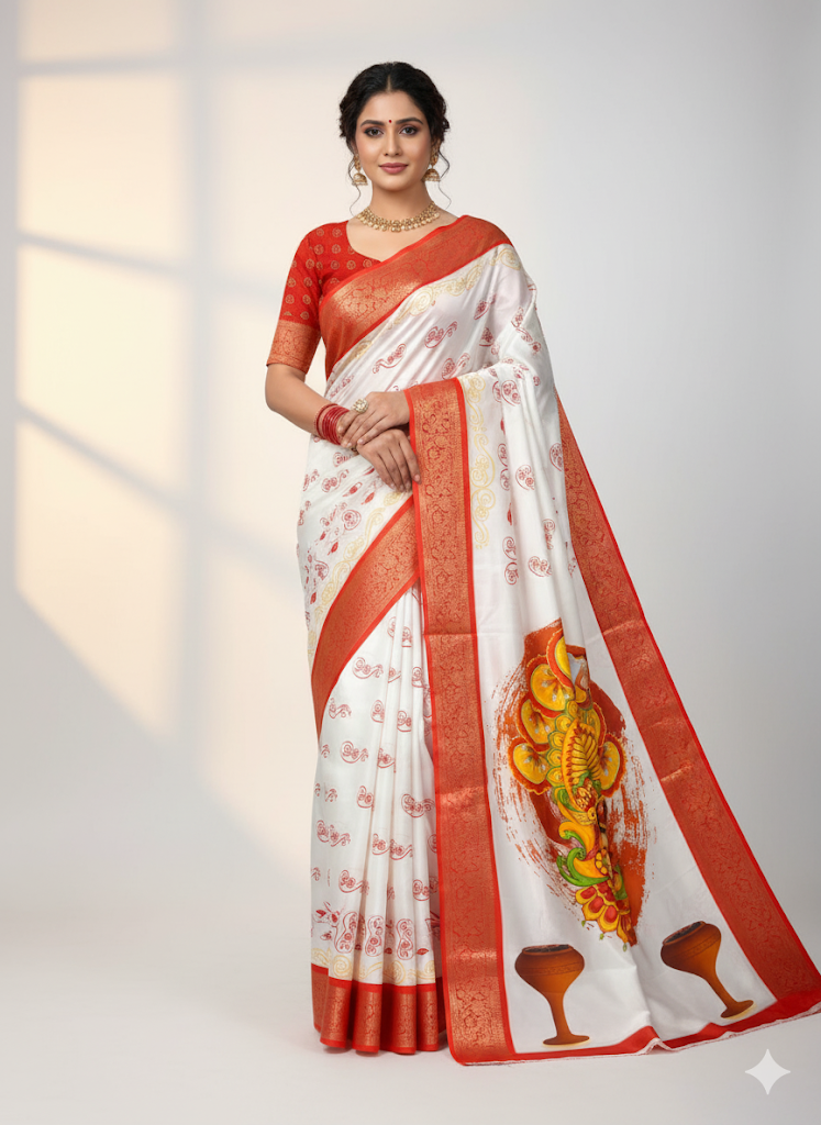 Red Devi – Durga Puja Special Soft Silk Saree with Digital Print SA925-1173