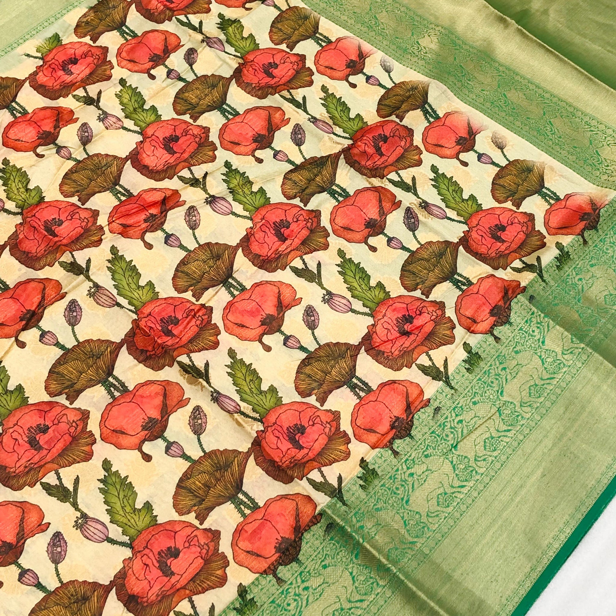 Beautiful Soft Banarasi Silk Saree with Floral Prints SA925-1262