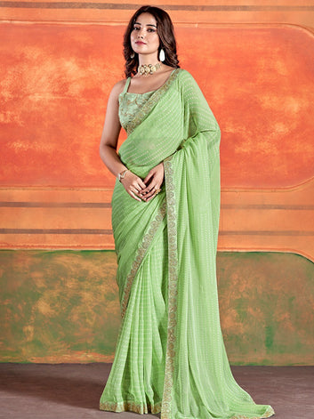 Chiffon Sari with Embroidery border SA225-335