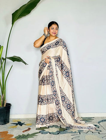 Original Ajrakh Saree with Digital Print SA126-1820