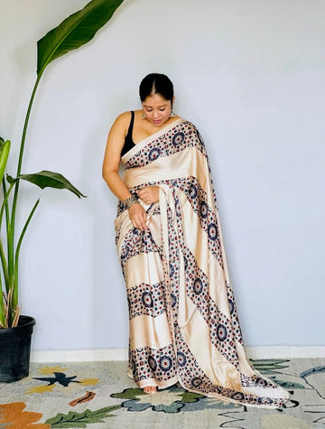 Original Ajrakh Saree with Digital Print SA126-1820