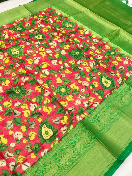 Beautiful Soft Banarasi Silk Saree with Floral Prints SA925-1263