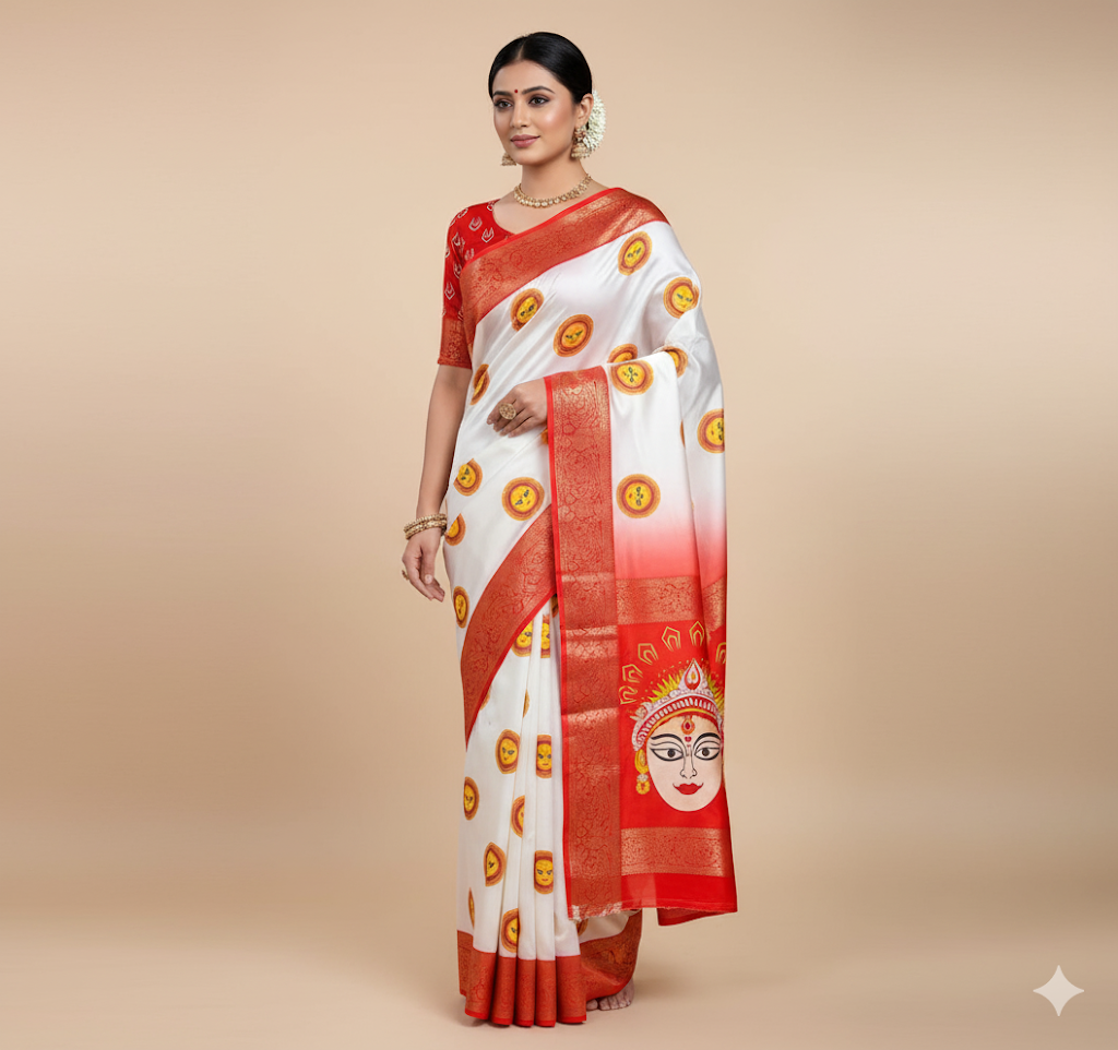 Red Devi – Durga Puja Special Soft Silk Saree with Digital Print SA925-1176