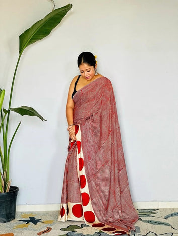 Original Ajrakh Saree with Digital Print SA126-1821