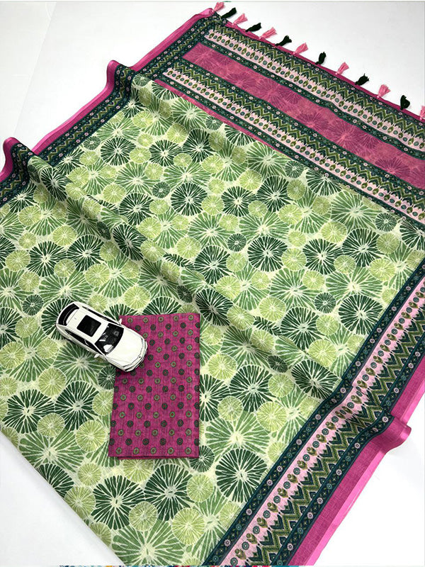 Linen Digital Printed Saree with Fumka (latakan)SA725-863