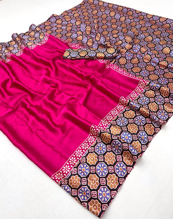 Modal Satin Ajrakh Printed Saree SA1125-1392