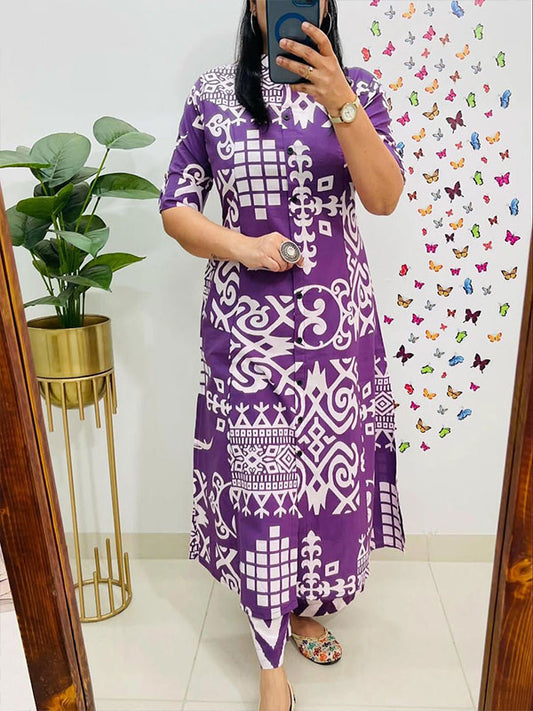 Designer Digital Print Co-Ord Set | A-Line Kurti with Ankle-Length Pants  ! SA625-705