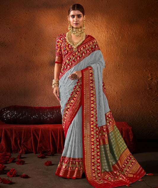 Georgette Silk With Chickankari Embroidery Border SA1125-1388