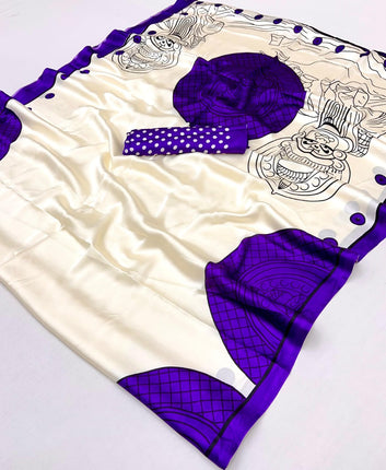 Ajrakh Style Satin Crepe Printed Saree SA1125-1383