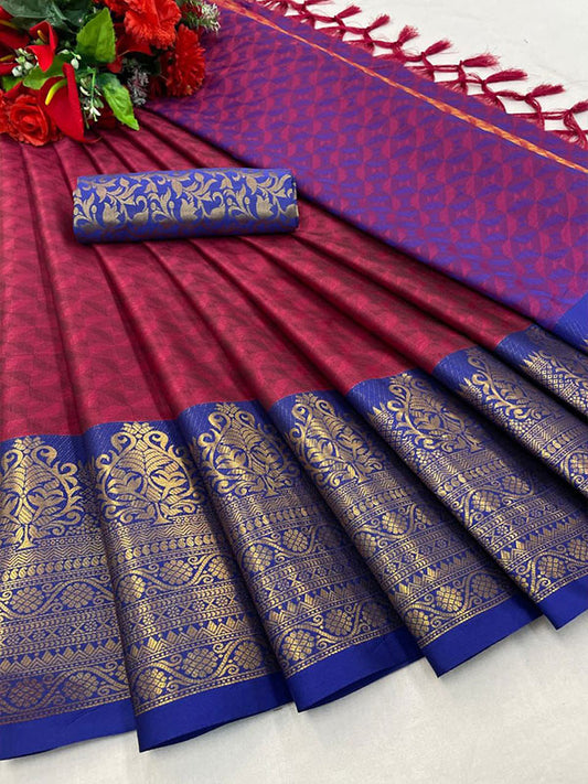 Elegant Cotton Silk Saree with Rich Zari Border  ! SA525-543