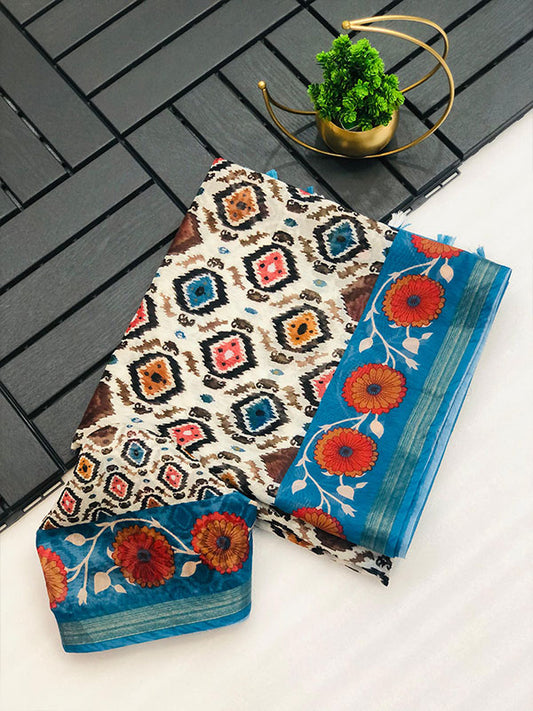 Graceful Soft Chanderi Cotton Saree with Digital Print SA525-622