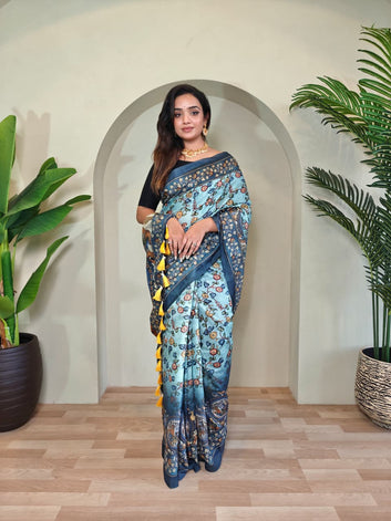 Cotton Saree: Designer Big Border & Print - Classic Comfort SA1125-1423