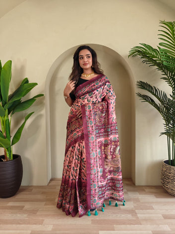 Cotton Saree: Designer Big Border & Print - Classic Comfort SA1125-1422