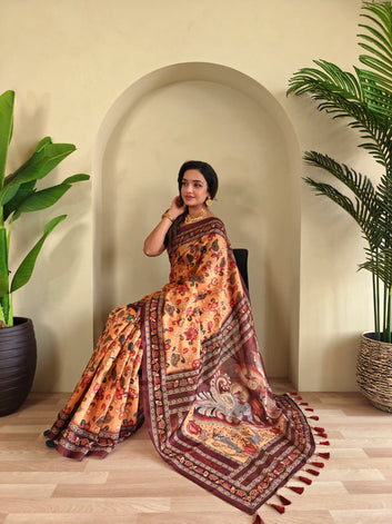 Cotton Saree: Designer Big Border & Print - Classic Comfort SA1125-1424