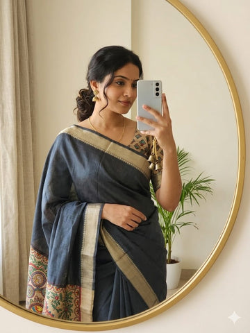 Wedding Special Saree  | Madhubani Hand Print Pallu  SA326-1966
