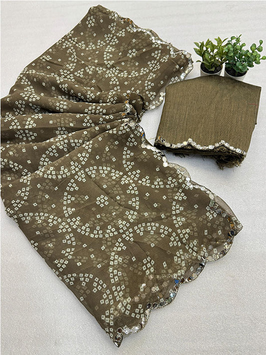 Feather-Light Bandhani Chiffon Saree  ! SA425-499