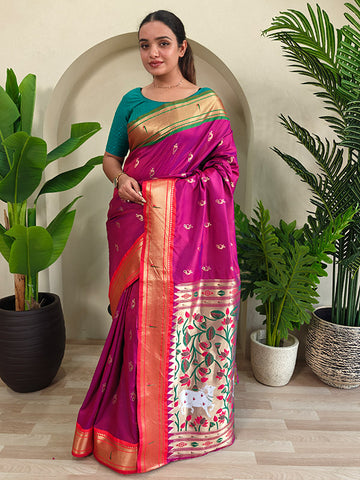 Ganga Jamuna Border Paithani Saree with Rich Pallu & All-Over Buttis SA525-669