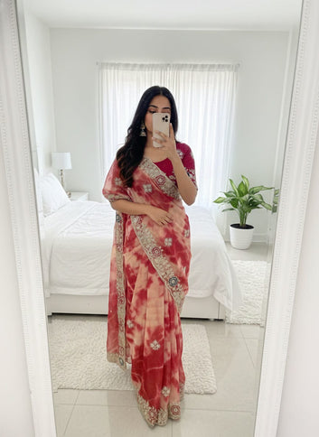 Elegant Twill Net Saree with 3mm Sequence Embroidery & Fancy Blouse SA1225-1625