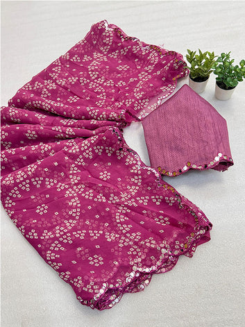 Feather-Light Bandhani Chiffon Saree  ! SA425-499