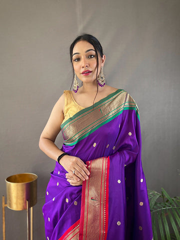 Ganga Jamuna Border Paithani Saree with Rich Pallu & All-Over Buttis SA525-648