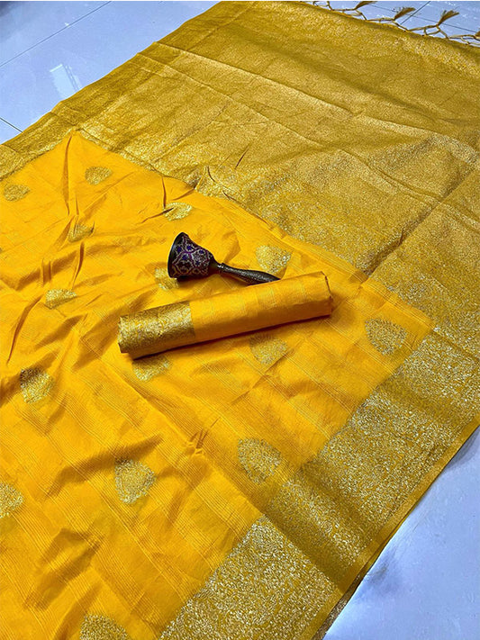 Pure Soft Banarasi Raw Silk Saree with Kalamkari Weaving & Zari Border Blouse SA625-817