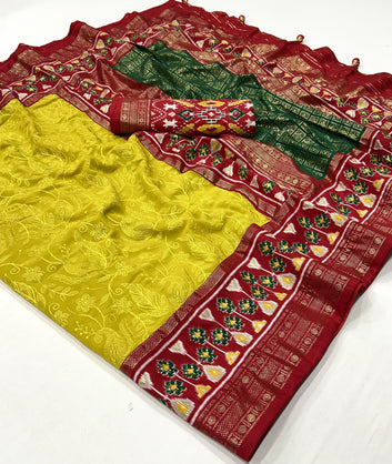 Georgette Silk With Chickankari Embroidery Border SA1125-1389