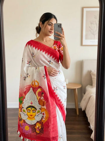 Durga Puja Special Linen Saree SA826-2192