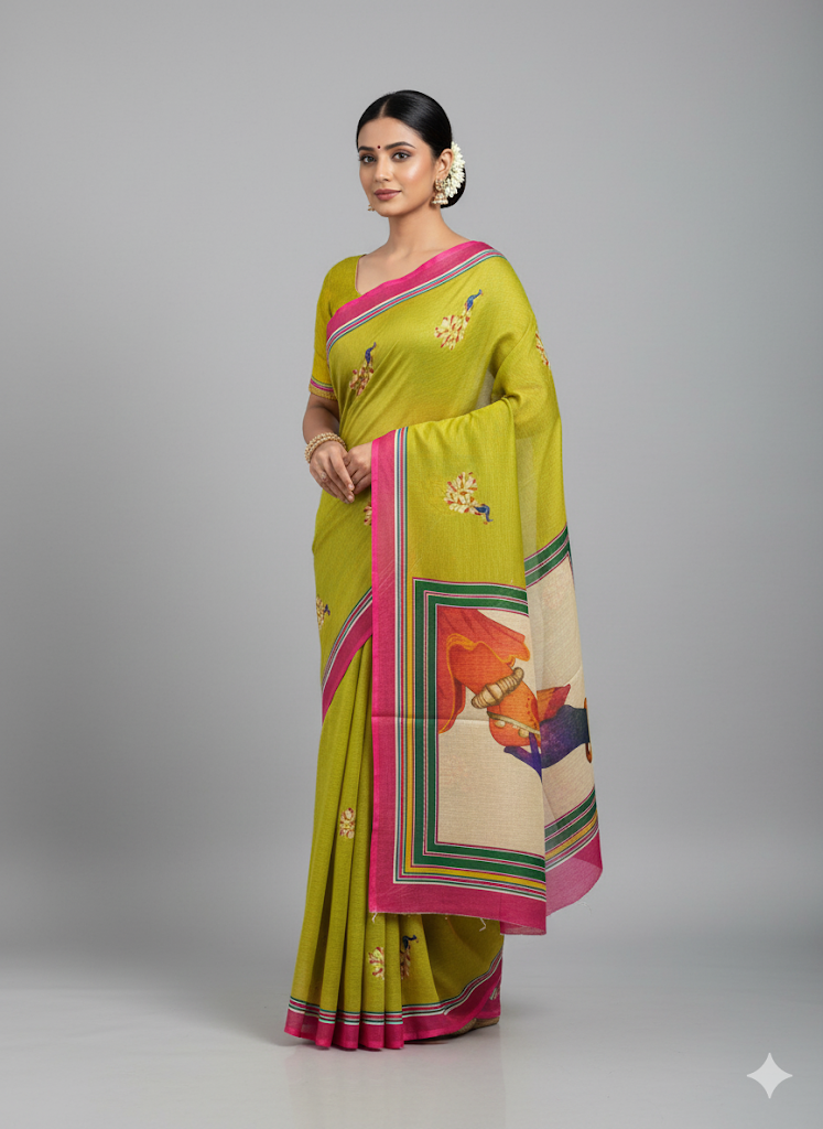 Red Devi – Durga Puja Special Linen Saree  SA825-1135