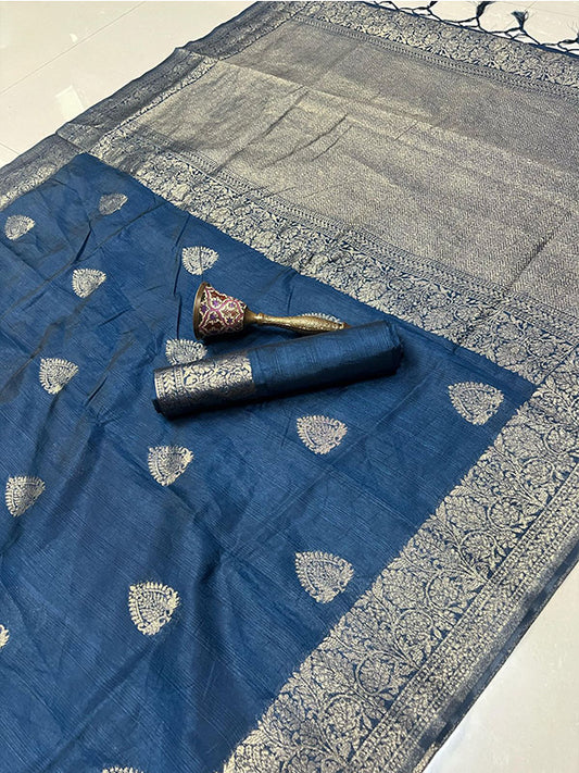 Pure Soft Banarasi Raw Silk Saree with Kalamkari Weaving & Zari Border Blouse SA625-818