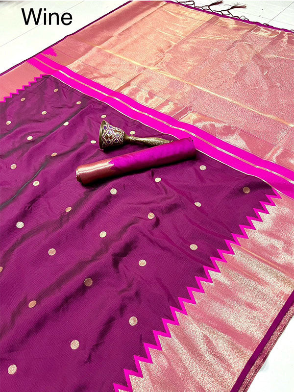 Heavy Banarasi Silk Saree with Gold Zari & Contrast Blouse SA625-820