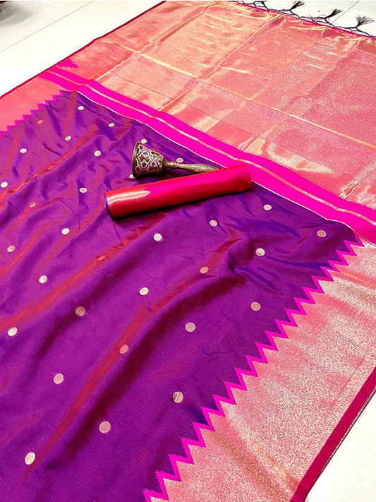 Heavy Banarasi Silk Saree with Gold Zari & Contrast Blouse SA625-822