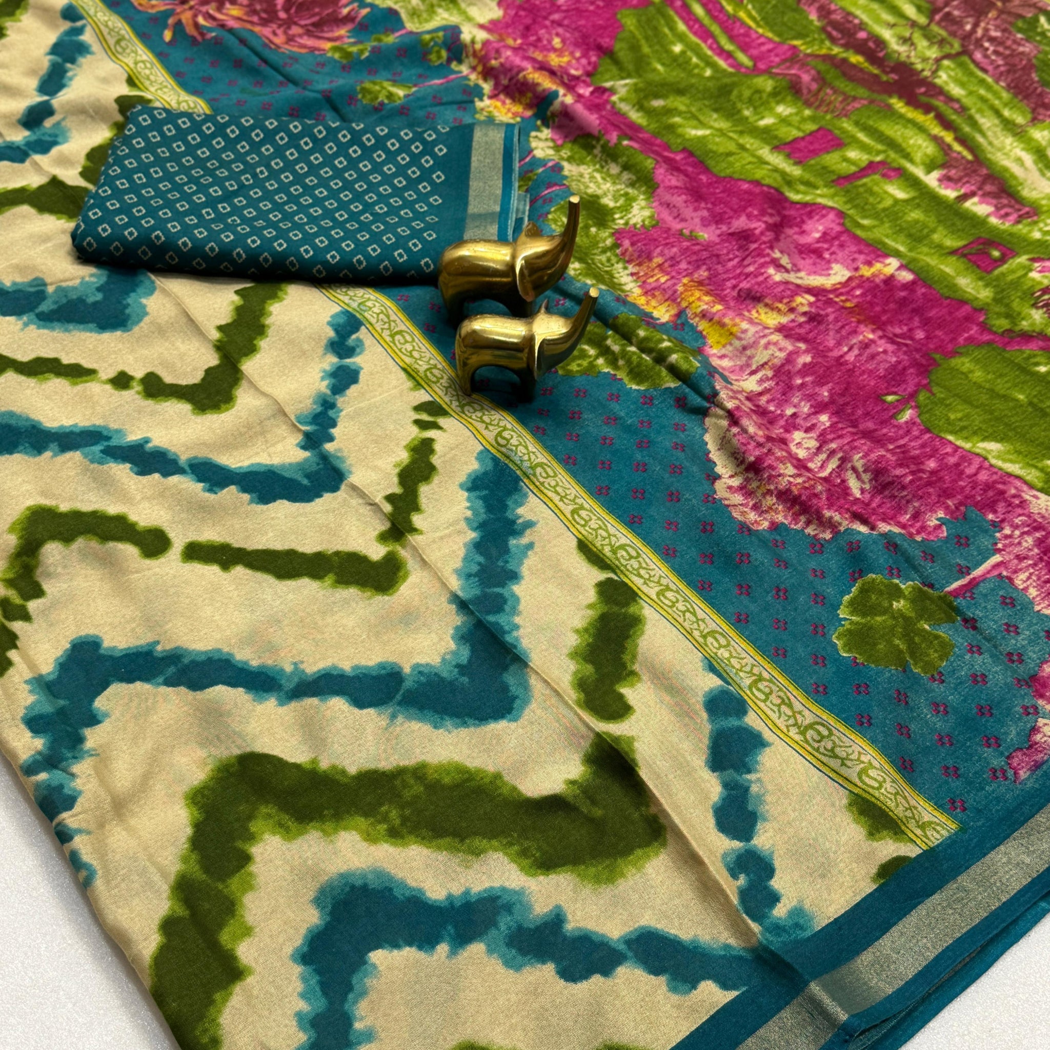 Vibrant Shibori Mangalagiri Saree with Traditional Kalamkari Pallu SA1025-1274