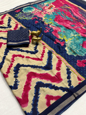 Vibrant Shibori Mangalagiri Saree with Traditional Kalamkari Pallu SA1025-1274