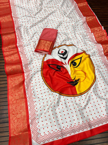 Red Devi – Durga Puja Special Soft Silk Saree with Digital Print SA825-1048