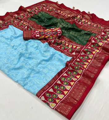 Georgette Silk With Chickankari Embroidery Border SA1125-1390