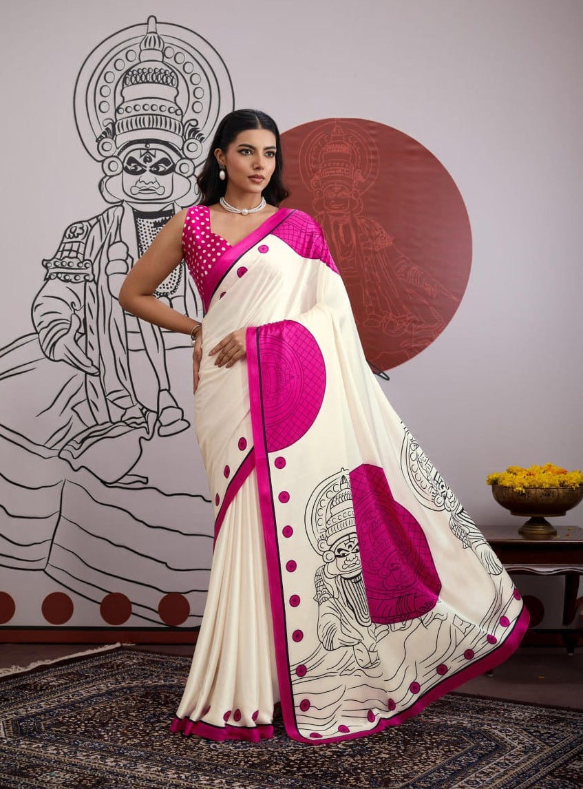 Ajrakh Style Satin Crepe Printed Saree SA1125-1384