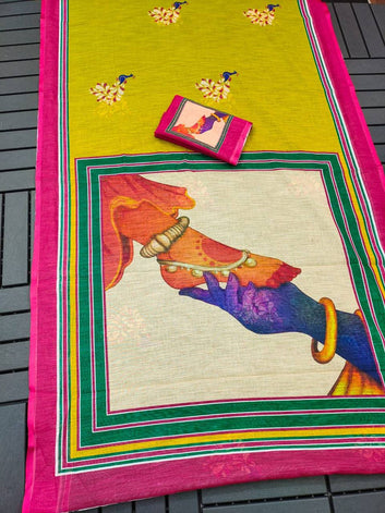 Red Devi – Durga Puja Special Linen Saree  SA825-1135