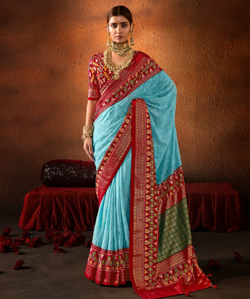 Georgette Silk With Chickankari Embroidery Border SA1125-1390