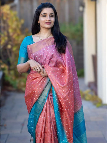 Linen Printed Saree with Gold Zari Border SA125-272