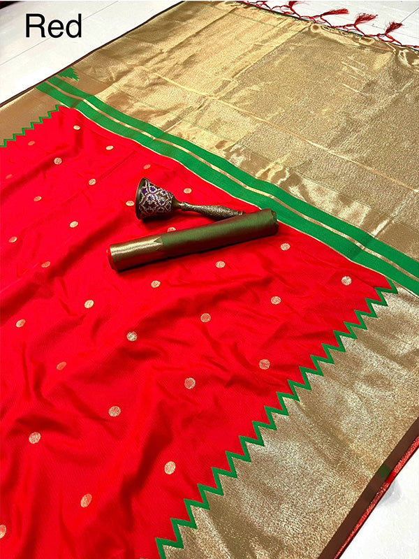 Heavy Banarasi Silk Saree with Gold Zari & Contrast Blouse SA625-826