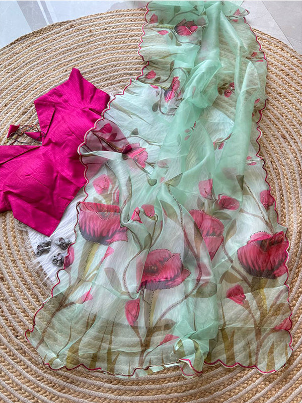 Organza Saree with Multi Handwork – Sequins, Viscose Dori & Hand Cutdana Detailing SA625-745