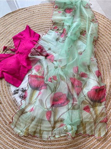 Organza Saree with Multi Handwork – Sequins, Viscose Dori & Hand Cutdana Detailing SA625-745