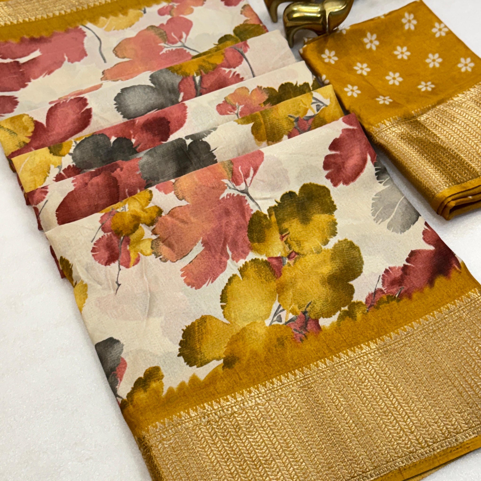 Beautiful Floral Print Dola Silk Saree with Zari Accents SA1025-1275