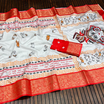 Red Devi – Durga Puja Special Soft Silk Saree with Digital Print SA825-1049
