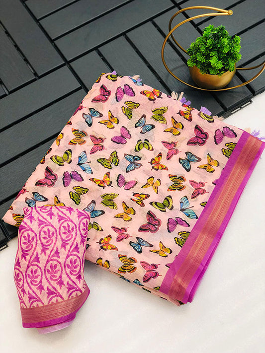 Graceful Soft Chanderi Cotton Saree with Digital Print SA525-625